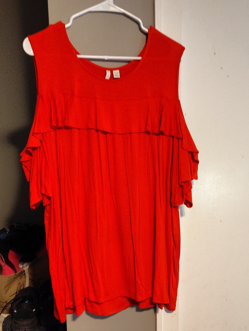 Cato Red Cold-Shoulder Ruffle Women's Top Size 22/24W